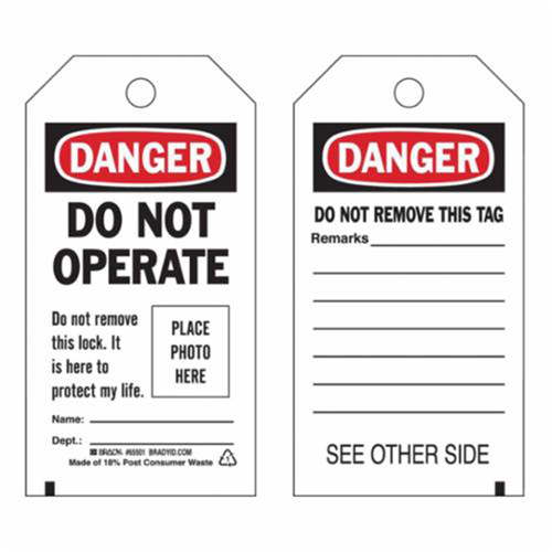 Self-Laminating "Do Not Operate" Tags, Polyester, 3" W x 5-3/4" H, English Quali-T-Solutions