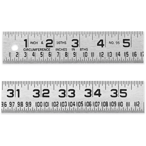 R&egrave;gle de circonf&eacute;rence pour ferblantier, 4' lo, Acier, Graduations de 1/16" Quali-T-Solutions