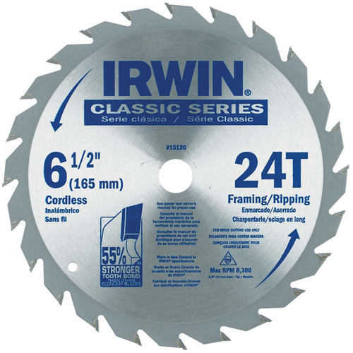 Lames de scie pour entrepreneur - Lames de scie de s&eacute;rie classique, 6-1/2", 24 dents, Pour Bois Quali-T-Solutions