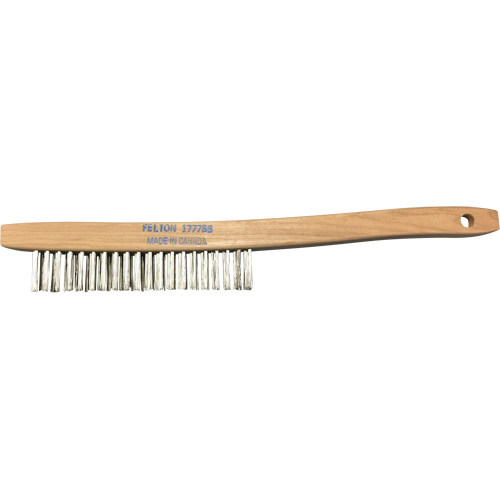 Curved-Handle Scratch Brushes, Stainless Steel, 3 x 19 Wire Rows, 14" Long Quali-T-Solutions