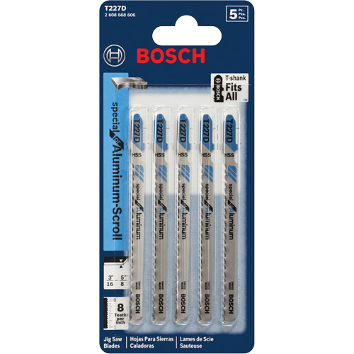 Lames de scie sauteuse, Acier rapide, Tige en T, 4" lo, 8 dents par pouce Quali-T-Solutions