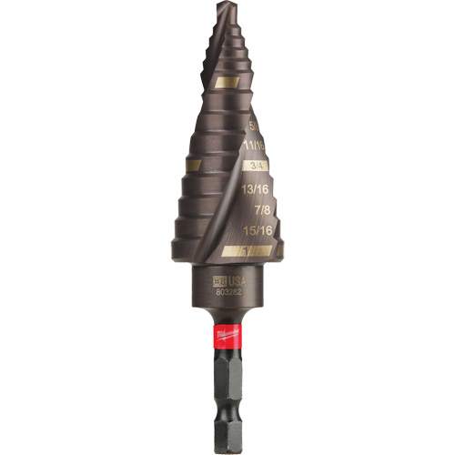 #8 Shockwave Impact Duty Step Drill Bit, 1/2" - 1" , 1/16" Increments, Titanium Quali-T-Solutions