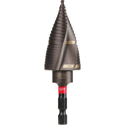#9 Shockwave Impact Duty Step Drill Bit, 7/8" - 1-1/8" , 1/4" Increments, Titanium Quali-T-Solutions