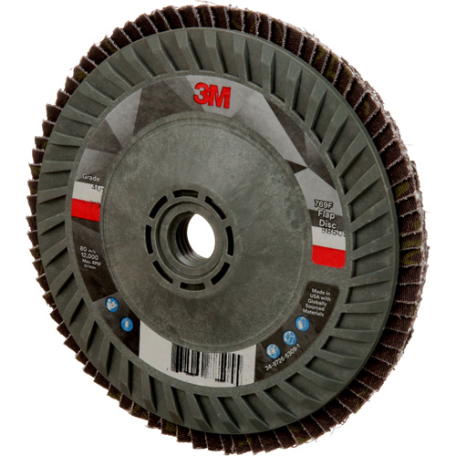 Disque &agrave; lamelles &agrave; changement rapide 769F, 5" x 5/8"-11, Type 27, Grain 40+, C&eacute;ramique Quali-T-Solutions