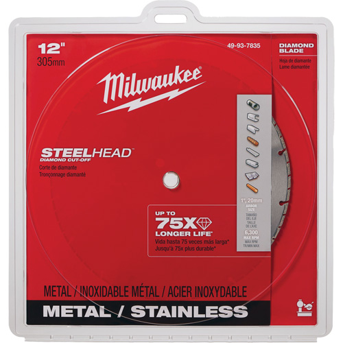 Lame &agrave; tronçonner au diamant Steelhead, 12", Pour M&eacute;tal Quali-T-Solutions