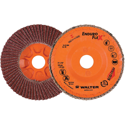 Enduro-Flex Flap Disc, 5" x 7/8", Type 27, 40 Grit, Zirconia Alumina Quali-T-Solutions