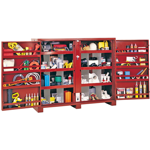 Jobsite Shelf Cabinet, Steel, 49 Cubic Feet, Red Quali-T-Solutions