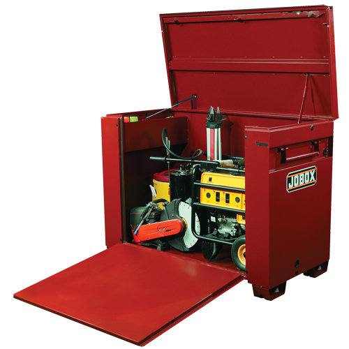 Coffre grande capacit&eacute; avec panneau frontal ouvrant, 60" x 31" x 45", Acier, Rouge Quali-T-Solutions