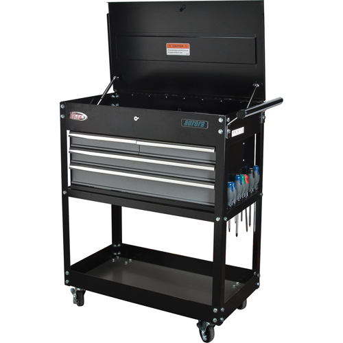 Chariot utilitaire, 4 tiroirs, 18" lo x 33" la x 39" h, Noir Quali-T-Solutions