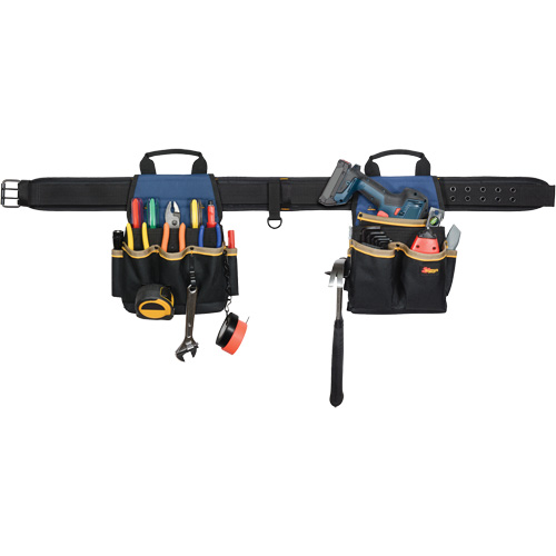 Combin&eacute;s de ceinture &agrave; outils &agrave; 20 pochettes, Polyester, Noir Quali-T-Solutions