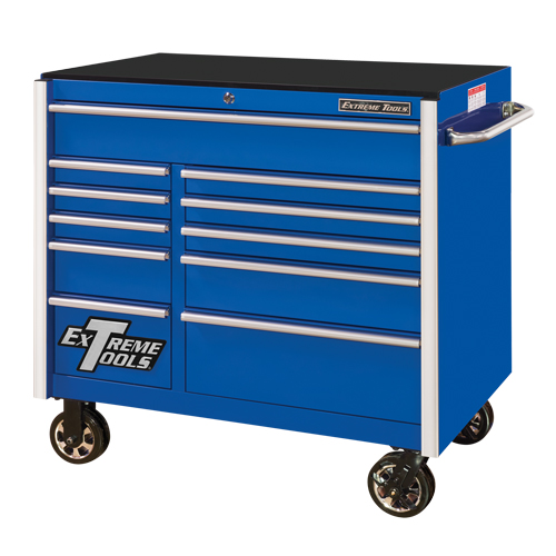 RX Series Rolling Tool Cabinet, 11 Drawers, 41-1/2" W x 25-1/2" D x 40-1/2" H, Blue Quali-T-Solutions