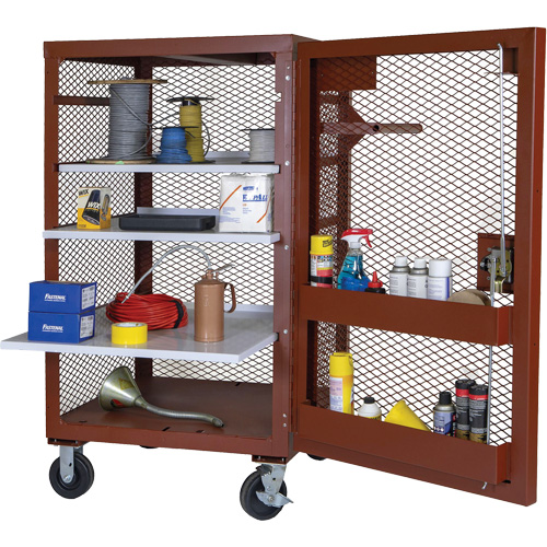Mobile Mesh Cabinet, Steel, 22 Cubic Feet, Red Quali-T-Solutions
