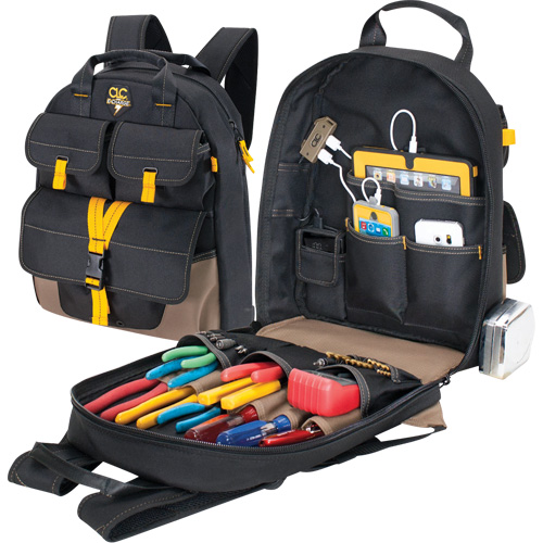 E-Charge Back Pack, 13-1/2" L x 5-1/4" W, Black, Polyester Quali-T-Solutions