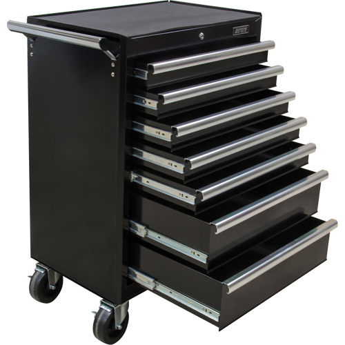 Chariot &agrave; outils industriel, 7 tiroirs, 27" la x 18-3/4" p x 39" h, Noir Quali-T-Solutions