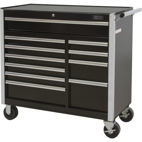 Industrial Tool Cart, 11 Drawers, 41" W x 18-3/4" D x 39-1/3" H, Black Quali-T-Solutions
