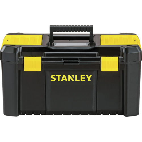 Coffre &agrave; outils avec plateau Essential, 19" la x 9-7/8" p x 9-3/4" h, Noir/Jaune Quali-T-Solutions