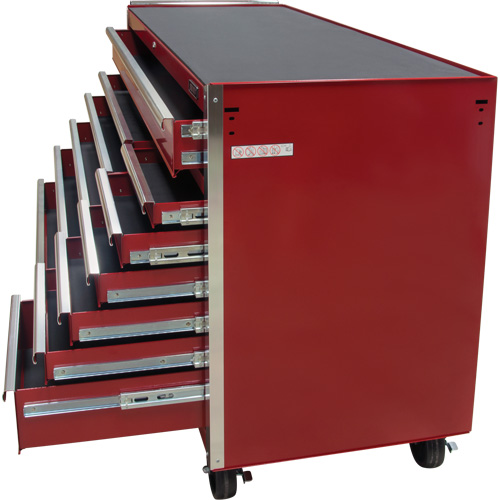 Industrial Tool Cart, 12 Drawers, 56" W x 24-1/2" D x 38-1/8" H, Red Quali-T-Solutions