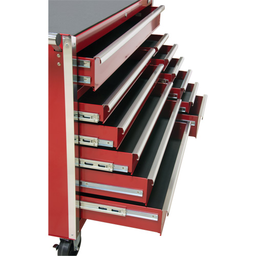 Industrial Tool Cart, 12 Drawers, 56" W x 24-1/2" D x 38-1/8" H, Red Quali-T-Solutions
