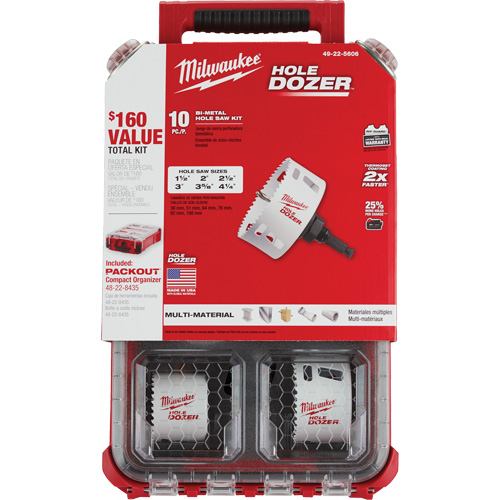 Packout Hole Dozer Hole Saw Kit, 10 Pieces Quali-T-Solutions