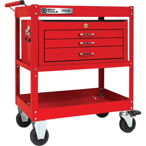 Chariot utilitaire robuste s&eacute;rie PRO+ avec coffre interm&eacute;diaire, 2 tiers, 30-1/5" x 38-1/3" x 19-1/2" Quali-T-Solutions