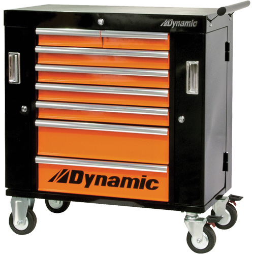 Armoire roulante, 8 tiroirs, 36" la x 18" p x 39-1/4" h, Noir/Orange Quali-T-Solutions