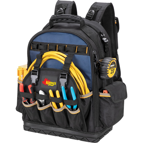 Sac &agrave; dos &agrave; outils &agrave; base moul&eacute;e, 18" lo x 13" la, Noir/Bleu, Balistique/Polyester Quali-T-Solutions