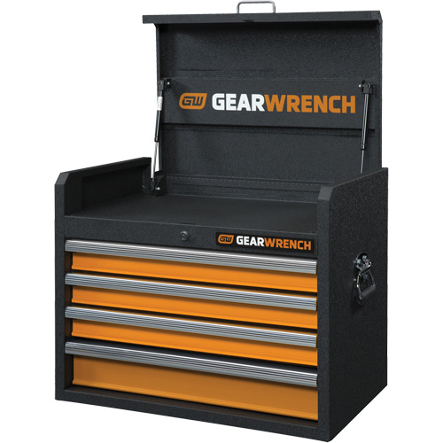 GSX Series Tool Chest, 26" W, 4 Drawers, Black/Orange Quali-T-Solutions
