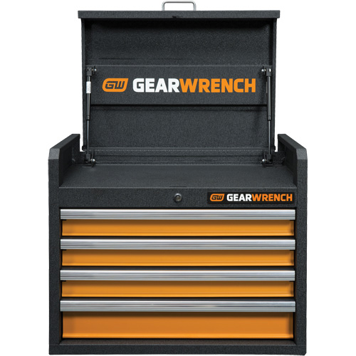 GSX Series Tool Chest, 26" W, 4 Drawers, Black/Orange Quali-T-Solutions