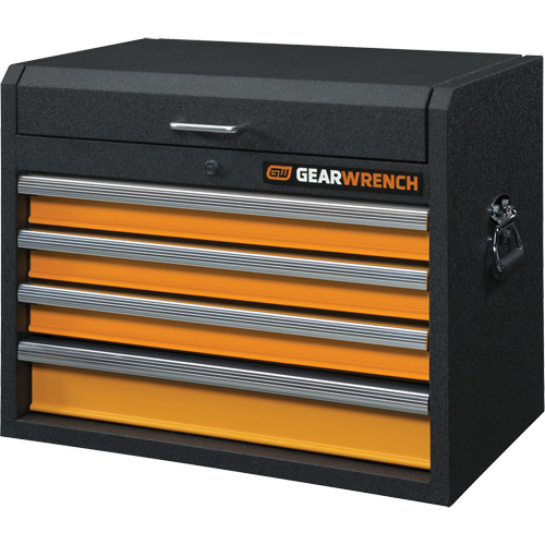 GSX Series Tool Chest, 26" W, 4 Drawers, Black/Orange Quali-T-Solutions
