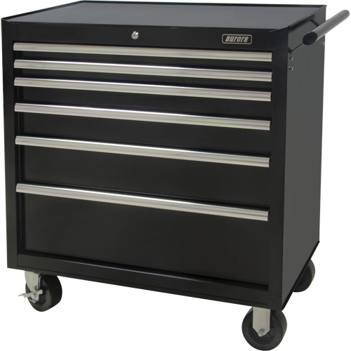 Industrial Tool Cart, 6 Drawers, 39" W x 20-4/5" D x 38-1/2" H, Black Quali-T-Solutions