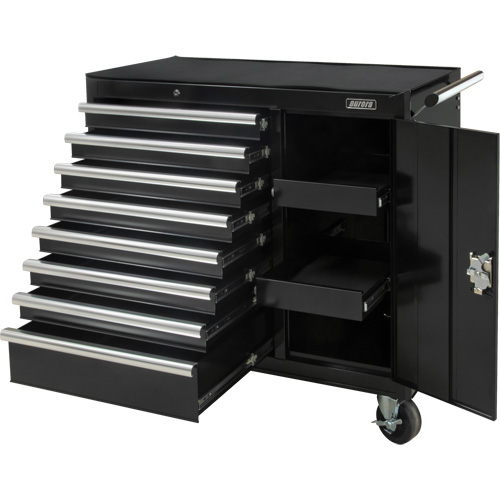 Chariot &agrave; outils industriel, 8 tiroirs, 44-3/10" la x 21-1/10" p x 36-7/10" h, Noir Quali-T-Solutions