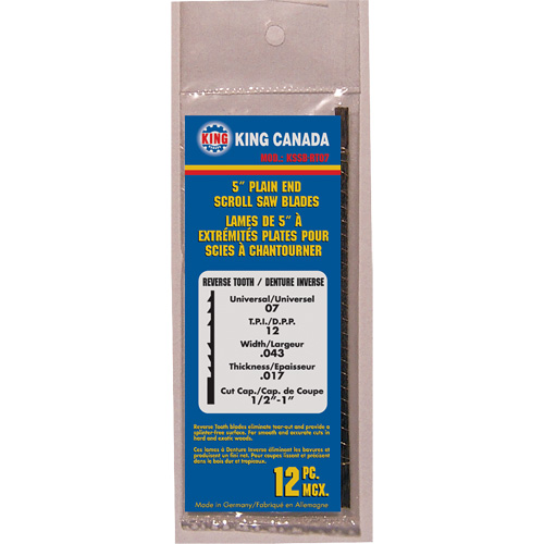12-Piece Skip Tooth Scroll Saw Blades, Scroll cutting, 0.028" W x 5" L, 23 TPI Quali-T-Solutions