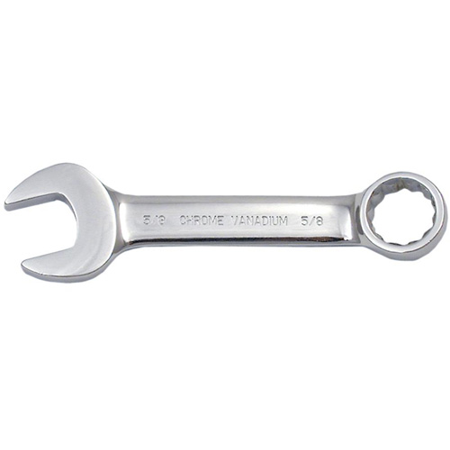 Fully Polished Stubby Combination Wrench, 12 Point, 3/8", Chrome Finish Quali-T-Solutions