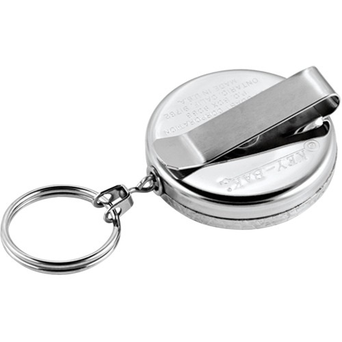 Porte-cl&eacute;s &agrave; d&eacute;vidoir The Original, Chrome, C&acirc;ble 24", Fixation Agrafe de ceinture Quali-T-Solutions