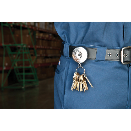 Porte-cl&eacute;s &agrave; d&eacute;vidoir The Original, Chrome, C&acirc;ble 24", Fixation Agrafe de ceinture Quali-T-Solutions