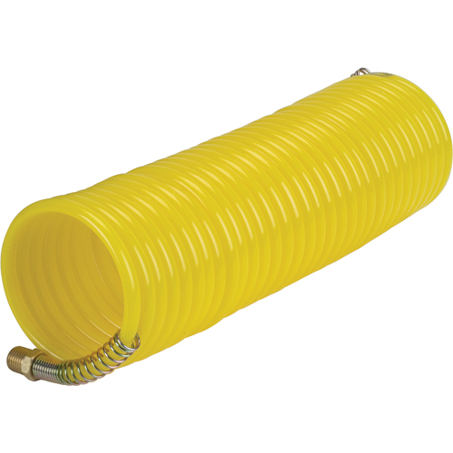 Nylon Coil Air Hose With Fittings, Air, 1/4" ID x 25' L, Nylon, 200 PSI at 23°C Quali-T-Solutions