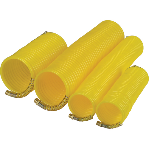 Nylon Coil Air Hose With Fittings, Air, 1/4" ID x 25' L, Nylon, 200 PSI at 23°C Quali-T-Solutions