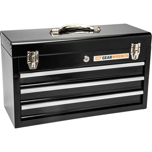 Boîte &agrave; outils portative, 20" la, 3 tiroirs, Noir Quali-T-Solutions