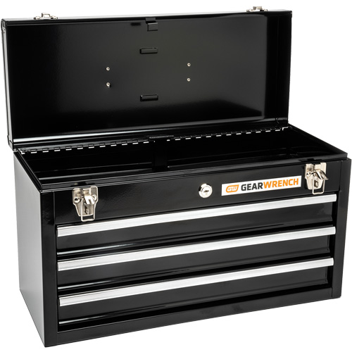 Boîte &agrave; outils portative, 20" la, 3 tiroirs, Noir Quali-T-Solutions