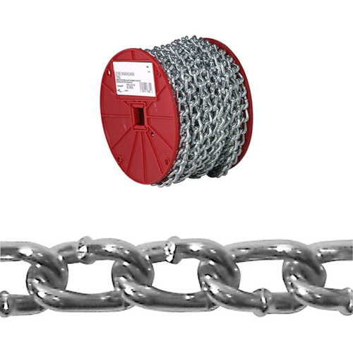 Twist Link Machine Chain, Low Carbon Steel, #2 x 125' (38.1 m) L, 310 lbs. (0.155 tons) Load Capacity Quali-T-Solutions