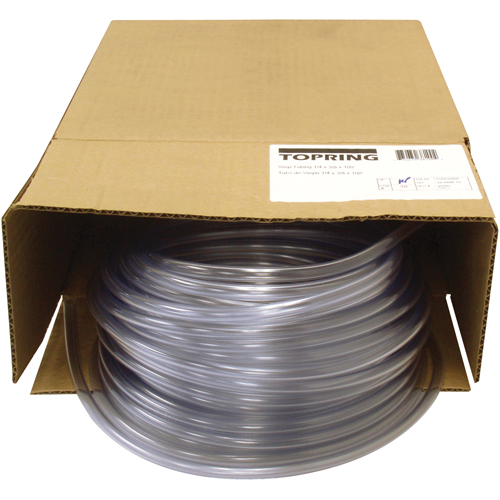 Tube, Air/Eau, 0,375" DE x 100' lo, PVC, Transparent, 55 psi @ 20°C Quali-T-Solutions