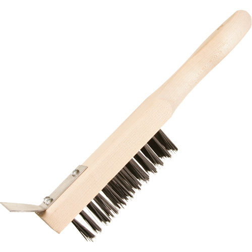 Brosse de nettoyage avec racloir, Acier, 5 x 13 rangs de fils, Longueur 11-3/8" Quali-T-Solutions