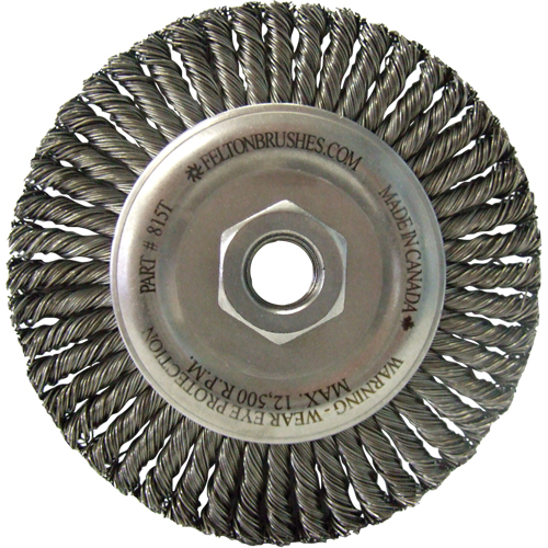 Brosses m&eacute;talliques &agrave; touret, Dia. 5-7/8", Fils 0,02", Arbre 5/8"-11, Acier Quali-T-Solutions