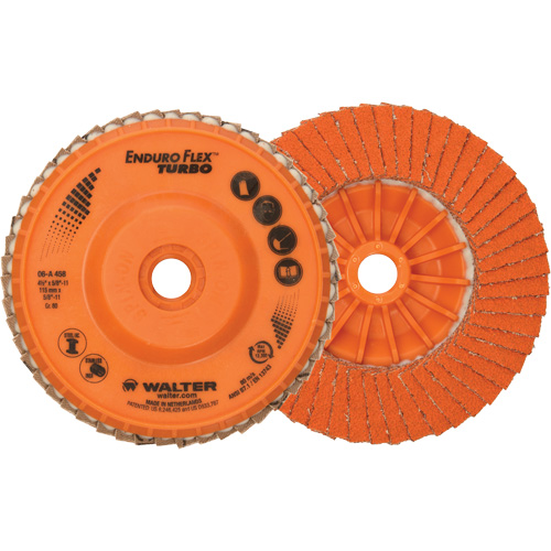 Disque &agrave; lamelles Enduro-Flex Turbo, 4-1/2" x 5/8"-11, Type 27S, Grain 80, C&eacute;ramique Quali-T-Solutions