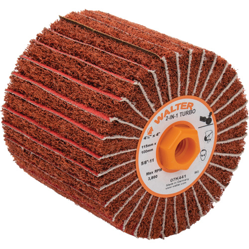 Two-In-One Turbo Drums, 4-1/2" Dia. x 4" W, 5/8"-11 Arbor, 60 Grit Quali-T-Solutions