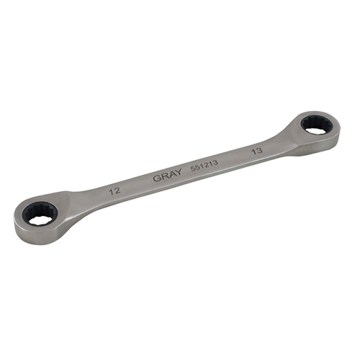 Double Box End Gear Ratcheting Wrench, 12 Point, 12 mm x 13 mm, Plain Finish Quali-T-Solutions