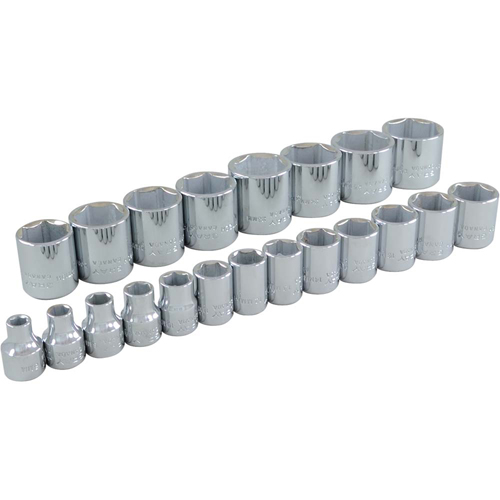 Socket Set, 21 Pcs, 3/8" Drive Size Quali-T-Solutions