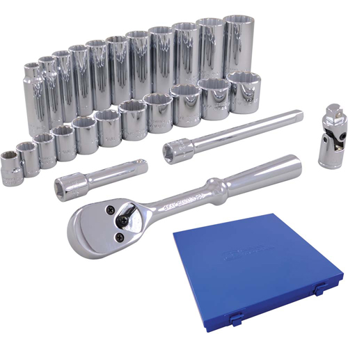 Metric Socket & Attachments Set, 26 Pcs, 3/8" Drive Size, Deep Quali-T-Solutions