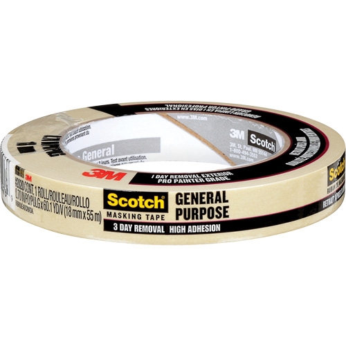 Scotch&reg; Contractor Grade Masking Tape 2020, 18 mm (3/4") x 55 m (180'), Beige Quali-T-Solutions