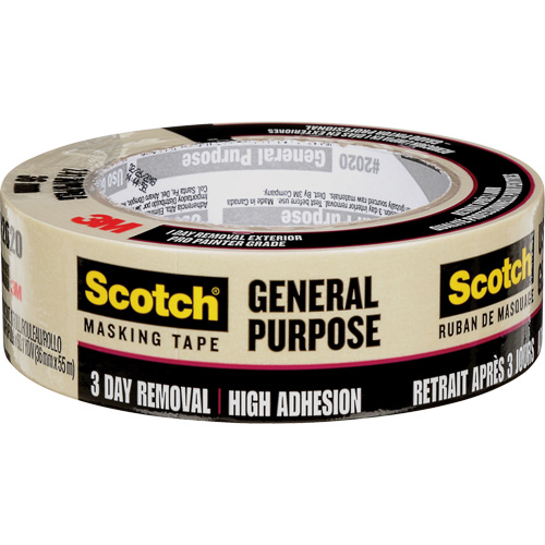 Scotch&reg; Contractor Grade Masking Tape 2020, 36 mm (1-1/2") x 55 m (180'), Beige Quali-T-Solutions